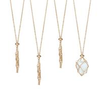 WEWAYSMILE 3 pieza Jaula Soporte Cristal, Cordón Colgante Cristal, Joyería Piedras Preciosas Cuarzo Para Mujeres Y Hombres (Largo Aproximadamente 17.2 pulgada/43.8 cm)