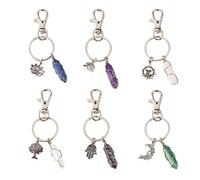 WEWAYSMILE 6 piezas 6 estilo Llavero Piedras Cristal, Llavero con Colgante Corazón Cristal, Llavero con Colgante Corazón Piedras, para Mujeres Bolsa Decoración Regalo Del Día Madre