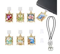 WEWAYSMILE 6 Piezas Tapones Antipolvo Tipo Dije Tipo C para Teléfono con Dijes de Pintura al Óleo Esmaltada de Aleación para la Mayoría de Teléfonos Celulares Tipo C USB C, Portátiles, Dispositivos