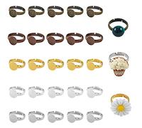WEWAYSMILE 60 pièces 5 couleurs Base de Bague Lunette Vierge, Paramètres de Bague Cabochon, Ébauches D'Anneaux Réglables, pour les Fournitures de Fabrication de Bijoux de Bague de Bricolage