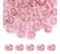 WEWAYSMILE 60 pieza 10 mm Cuentas de Cristal de Murano Craquelado, Abalorios de Murano de vidrio con Flor Rondelle, para la Fabricación de Joyas Y Pulseras de Collar Diy, 9~10x7~8mm