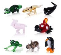 WEWAYSMILE 8 Piezas Figuras De Vidrio Soplado a Mano Los Animales De Cristal Incluyen Unicornio Hipopótamo Cocodrilo Tortuga Delfín Pingüino Rana Geco para Regalos De Decoración del Hogar