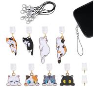 WEWAYSMILE 8 Piezas Tapones Antipolvo de Puerto Tipo C Protectores de Puerto de Carga Dijes de Teléfono Celular para la Decoración del Teléfono Móvil(Elementos del Gato)