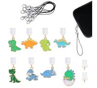 WEWAYSMILE 8 Piezas Tapones Antipolvo de Puerto Tipo C Protectores de Puerto de Carga Dijes de Teléfono Celular para la Decoración del Teléfono Móvil(Elementos de Dinosaurios)