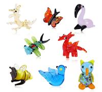 WEWAYSMILE 8 Uds Figuritas de Cristal Coleccionables, Arte de Vidrio Soplado, Figuras Sopladas a Mano Animale, Miniatura Soplada A Mano para Adornos de Mesa, Decoración del Hogar