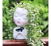 WEWEOW Maceta, Resina, Planta de Cara Blanca