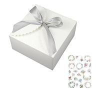 WEWILUCK Caja de regalo blanca grande, paquete de 10 cajas de regalo decorativas con cintas para regalos a granel (8 x 8 x 4 pulgadas)