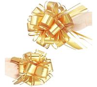 WEWILUCK Lazos para envolver regalos, 10 lazos dorados de diferentes tamaños para cumpleaños, Navidad y Año Nuevo, cualquier decoración