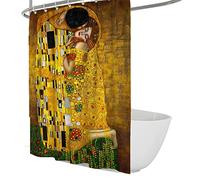 Wewoo Home Famosa Cortina de bañera de Pintura, Cortina de Ducha Gustav Klimt para baño Golden Tears Baño Cortina de Ducha Impermeable Set Hook 180Wx220Lcm
