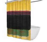 Wewoo Home Mark Rothko Estilo Baño Cortina de Ducha Color Negro Bloque Cortinas de Cuarto de Ducha con Ganchos Tela Poliéster Easy Care Fondo Amarillo W160xL200cm