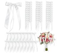WEXFFU 50 Lazos De Boda Coche con Corazones Blanco, Lazos Coche Boda Cinta De Raso Hecha A Mano, Hecho A Mano, Lazos De Regalo Lazos, Decoración De Boda, Decoración De Tartas, Blanco (Blanco)