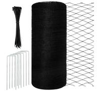 WEXFFU Malla Antipajaros, 4 X 10m Red Antipajaros, Red De Jardín, Red Pajaros Proteccion 100 Bridas para Cables + 6 Estacas De Suelo En Forma De U, Protege Plantas, Frutas, Flores, Estanques, Negro