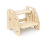 WEXFFU Taburete Infantil Madera con 2 Peldaños, Taburete para Niños con Asa, Taburete Estable, Capacidad 150 Kg, para Baño, Cocina, Habitación De Niños Y Bañera De Entrenamiento para Baño