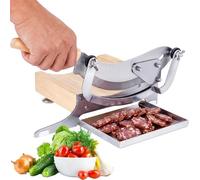 Weyot Cortador de Medicina China, Cortafiambres Manual, Cortadora de Fiambre de Acero Inoxidable, Rebanadora de Pan con Bandeja Desmontable, para Hierbas Chinas y Biltong Silver,36cm
