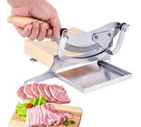 Weyot Cortadora de Fiambre Profesional de Acero Inoxidable, Rebanadora de Medicina China, Cortafiambres Manual, Máquina Manual para Cortar Hierbas con Bandeja Silver,36cm