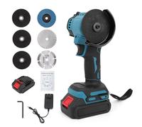 Weytoll Mini Amoladora Angular, 21 V Amoladora Profesional Inalámbrica, 10 000 rpm/76 mm, 2 Baterías y 7 Discos de Corte para Cortar, Pulir y Lijar