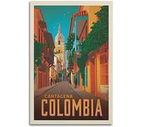 WEYUE Cuadros decorativos Cartel de viaje Vintage de CARTAGENA COLOMBIA, pintura de lienzo, carteles de pared, pinturas decorativas Sin marco 40x60cm