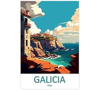 WEYUE Cuadros decorativos Póster de viaje Vintage de Galicia, decoración de pared para el hogar, carteles, pintura, lienzo, Mural artístico Sin marco 40x60cm