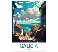 WEYUE Lienzo póster Cartel de viaje Vintage de Galicia, pinturas decorativas, pintura, carteles de pared, lienzo Sin marco 50x75cm