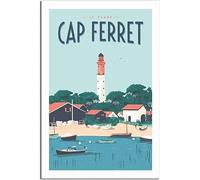 WEYUE Lienzo póster Francia Cap Ferret faro Vintage viaje cartel hogar Decoración pared arte Mural pinturas decorativas habitación Sin marco 50x75cm