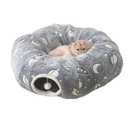 Wezalget Cama Túnel para Gatos de Interior | Cama de Juego para Gatos con Forma de Donut Túnel,Juguete Interactivo con Cojín de Peluche y Fosforescente para Descansar Dormir Razas Pequeñas Medianas
