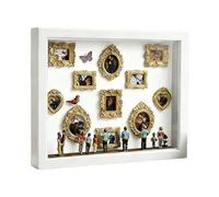 Wezalget de Silueta de Mini Museo - Estuche De Sombra para Recuerdos con Luz - 11 Piezas de Marcos de Fotos Miniatura con 8 Figurillas,para Decoración del Hogar, Bodas y Cumpleaños Familiares