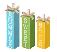 Wezalget Decoración De Madera,Señal De Bloques De Madera Decoración De Escritorio | Adorno Creativo 3 Piezas Para Escritorio Repostero Otoño Entrada Cocina