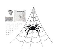 Wezalget Decoración de telaraña de Halloween, gran telaraña con araña, accesorios de Halloween para patio, jardín, casa, fiesta en casa encantada