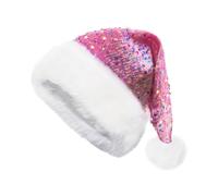 Wezalget Gorro De Navidad | Gorro Brillante De Santa Con Visera De Peluche - Accesorios Para Disfraces Y Fiestas Escenario Festivales Invierno Carnaval Mascaradas - Complemento para Fotomatón Año