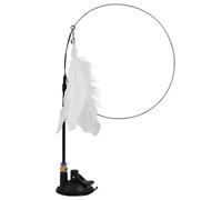 Wezalget Juguetes de varita para gatos, base de succión autosuficiente con campana para estimular el ejercicio y el juego, varita de plumas coloridas realistas, base de succión autosuficiente para