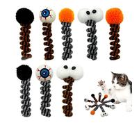 Wezalget Juguetes para Gatos Halloween,Pelota De Peluche Halloween para Gatos | Juego Interactivo 8 Piezas Bola Juguetona con Resorte para Tiempo De Juego Compañía Entretenimiento Interior