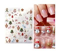 Wezalget Pegatinas Para Uñas De Navidad - Navideños 3D | Calcomanías Para Uñas De Fiestas | Para Mujeres, Niñas, Niños, Principiantes, Hogar, Salón Y Estudio