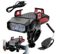 Wezalget Soporte Para Teléfono De Bicicleta - Impermeable Luz Delantera LED Para Bicicleta Con Soporte Para Móvil Y Portabidón - Accesorio De Ciclismo, Luz Delantera LED de Alto Brillo Para Exteriores