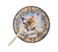 Wezalget Tambor chamánico | Tambor chamán sanador de sonido navideño de 10 pulgadas con baqueta, herramienta de curación de sonido, decoración del hogar, instrumento espiritual para meditación