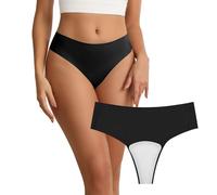 Wezest Camel Toe Cover Thong/Camel Toe Concealer Underwear/Cameltoe Hider Built in Latex Cover to Hide Feminine Lines (M, Black)