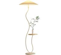 WFchenj222-6 Lámparas de pie - Lámpara de pie con pantalla plisada integrada en estante, sofá de sala de estar junto a la mesa de centro de esquina, lámparas de mesa for dormitorio Lámpara de pie