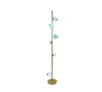 WFchenj222-6 Lámparas de pie - Seis lámparas de pie de cristal azul junto al sofá en la sala de estar y lámparas de mesa de hierro dorado junto a la cama en el dormitorio. Lámpara de pie
