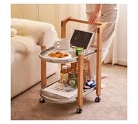 WFchenj222-6 Mesa Auxiliar móvil, Carrito Multiusos con Ruedas de 2 Niveles con Cerradura, Mesa Auxiliar for sofá, Mesa de Centro móvil, mesita de Noche Mesa de Centro