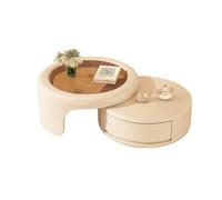 WFchenj222-6 Mesa de Centro, Mesa de Centro Extensible de Vidrio Templado, diseño Creativo Redondo for Salas de Estar pequeñas, Muebles Modernos for el hogar Que ahorran Espacio Mesa Auxiliar