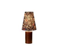 WFchenj222-6 Retro Floral Table Lamp Bedroom Wooden Bedside Fabric Night Light Three-color Change Lámpara de noche