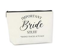 WFDN Bolsa de maquillaje 160, Cosas importantes para novia, 9.8x7.2x2 inches