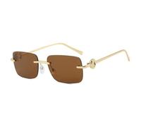 WFFZTZW Gafas cuadradas sin montura de moda para hombres y mujeres, gafas de sol decorativas de alta gama con protección UV (té dorado)