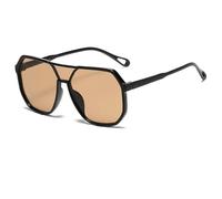 WFFZTZW Gafas de sol con montura de plástico para mujer, de una pieza, con doble puente, a la moda para hombre, ideales para deportes al aire libre (negro-marrón)