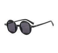 WFFZTZW Gafas de sol con montura redonda pequeña y estilo punk para mujer y hombre, de tendencia, con protección UV400, color negro, talla única