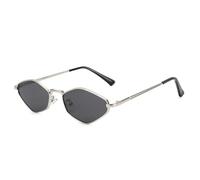 WFFZTZW Gafas de sol con montura vintage de metal poligonal para mujer y hombre, de lujo (plateadas)