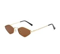 WFFZTZW Gafas de sol con montura vintage de metal poligonal para mujer y hombre, de lujo (té)