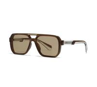 WFFZTZW Gafas de sol cuadradas con remaches retro y doble puente para hombre, con protección UV400, de lujo, para mujer (café y té)