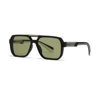 WFFZTZW Gafas de sol cuadradas con remaches retro y doble puente para hombre, con protección UV400, de lujo, para mujer (negro mate y verde).