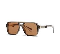 WFFZTZW Gafas de sol cuadradas con remaches retro y doble puente para hombre, con protección UV400, de lujo para mujer (té y naranja).