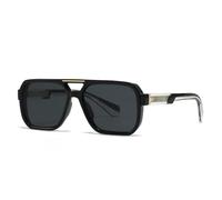 WFFZTZW Gafas de sol cuadradas con remaches retro y doble puente para hombre, con protección UV400, de lujo, para mujer (negro y gris)